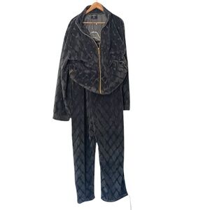 Vintage FNF Blue Velour Jacket & Pants Men's 80s Retro Sport Style Track Suit XL